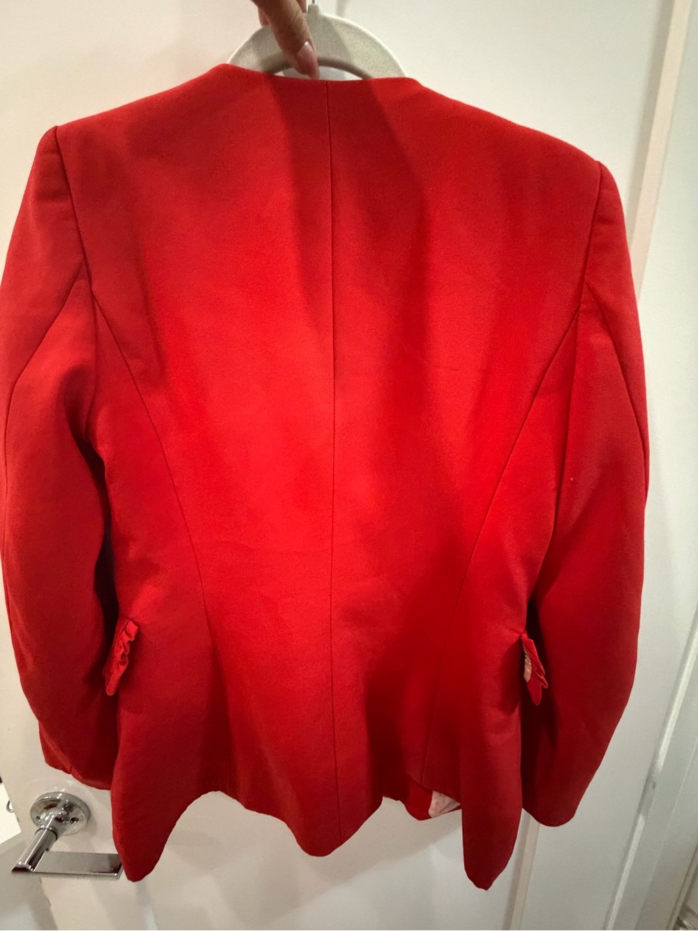 Zara Red Open-Front Ruffle-Pocket Blazer - Picture 2 of 3